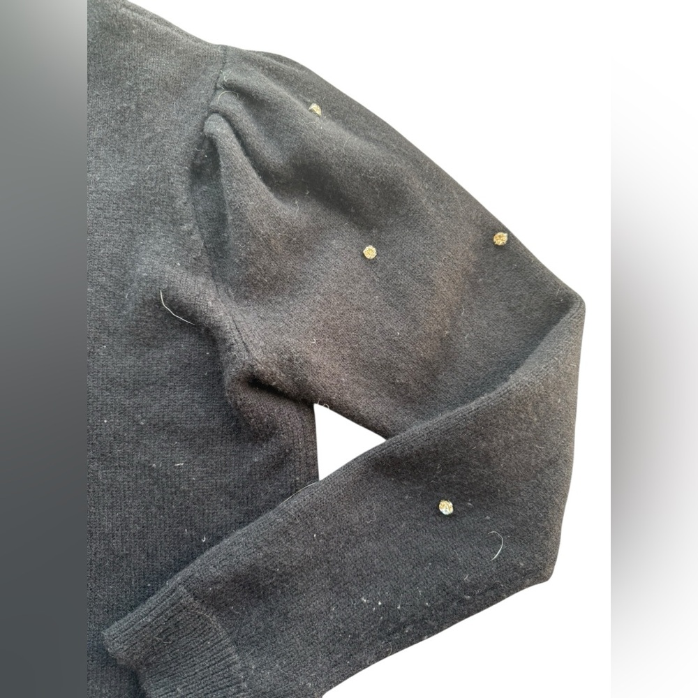 Milly Crystal Embellished Turtleneck Merino Wool Blend Sweater - Picture 7 of 8